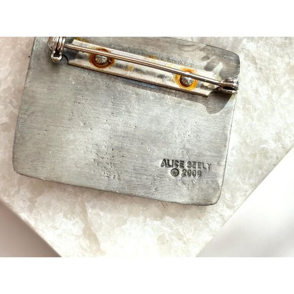 Alice Seely Pewter New Mexico Made Tribal Petroglyph Urban Fetish Vintage Brooch - Picture 10 of 10